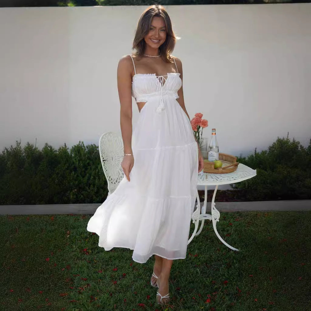 Robe Longue Femme Décontractée Avec Jupe Superposée 0
