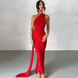 dresses : Avayah | Robe Longue Femme Dos Nu en Polyester in Rouge van Seroa