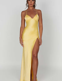 Maxikleid Damen Sommer Satin Herzförmiger Ausschnitt