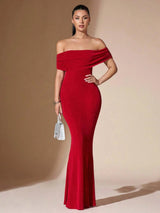 Robe Longue Femme Élégante Sans Épaules 1