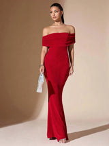 Robe Longue Femme Élégante Sans Épaules 4
