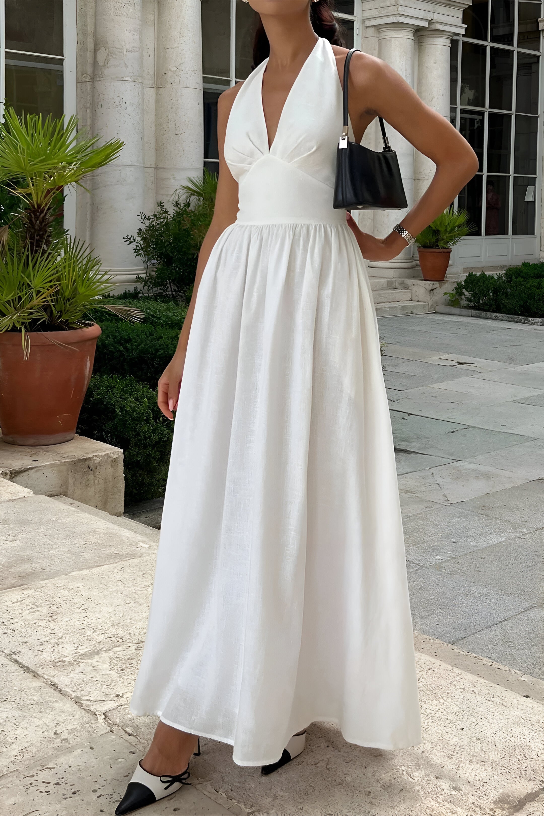Robes pour femmes : Anara | Robe Longue Femme Élégante Sans Manches in Blanc van Seroa