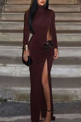 Robe Longue Femme Élégante à Manches Longues 0