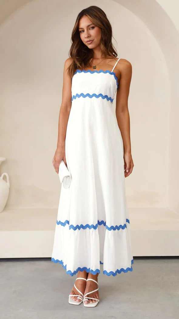Robe Longue Femme Été Élégante à Bretelles 1