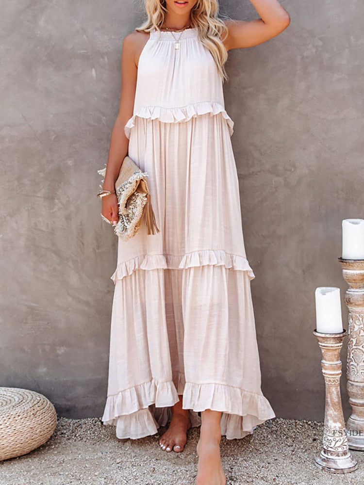 Robe Longue Femme Été Sans Manches Noir 0