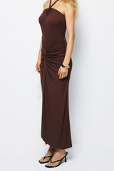 Celeya | Robe Longue Femme Fendue Col Halter