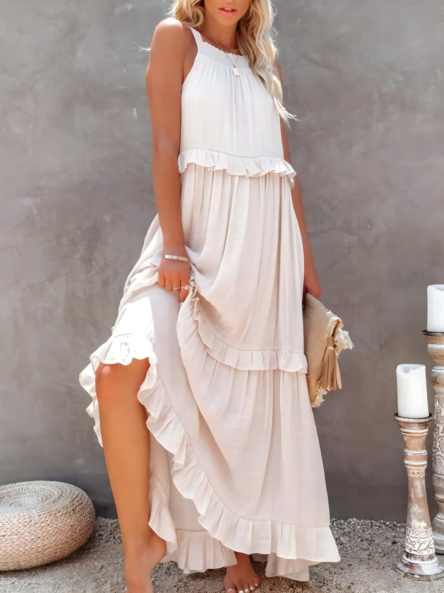 Leilani | Robe Longue Femme à Volants Élégante