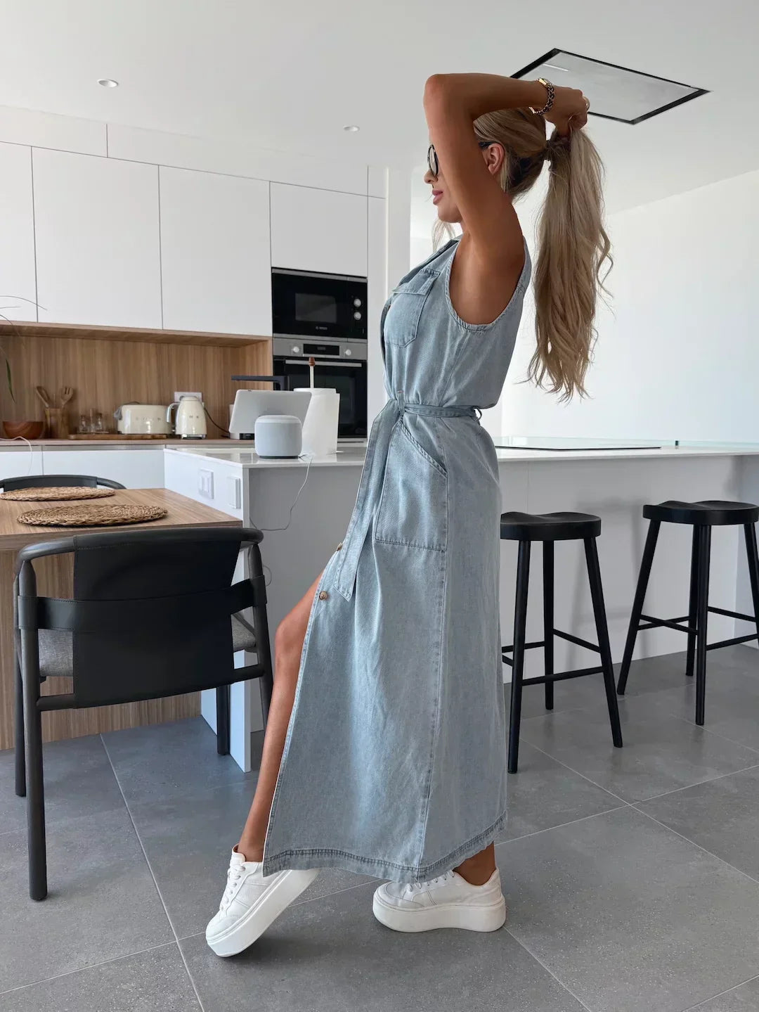 Robe Longue Femme en Denim Élégante 1