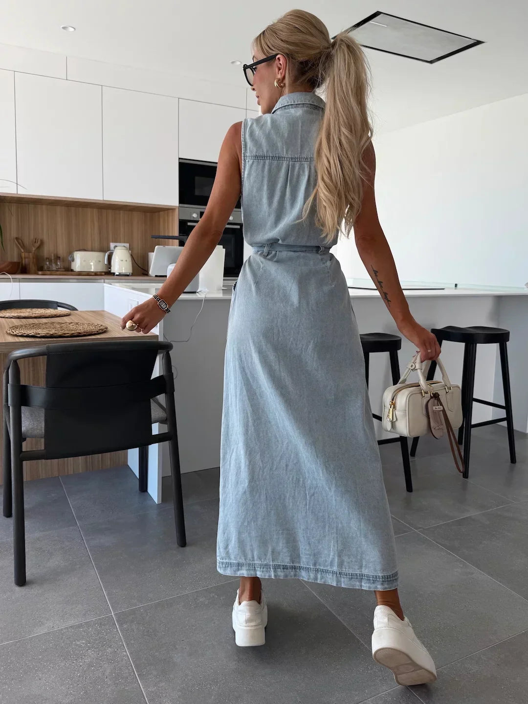 Robe Longue Femme en Denim Élégante 2