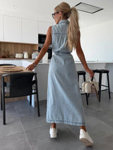 Robe Longue Femme en Denim Élégante 2