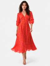 Maxikleid Damen Fließend Rot Elegant - Maxi Leicht für Sommer