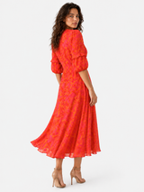 Maxikleid Damen Fließend Rot Elegant - Maxi Leicht für Sommer