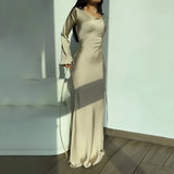 dresses : Jolenta | Robe Longue Satinée Femme Maxi Élégante in Abricot van Seroa