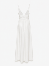 Robe Maxi Blanche d'Été avec Dos Nu et Bretelles Fines Femme