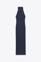 Robe Midi Chic Femme Ajustée Bleu Marine 4