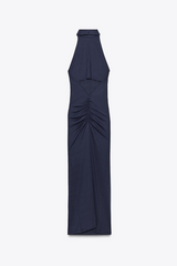 Robe Midi Chic Femme Ajustée Bleu Marine 5