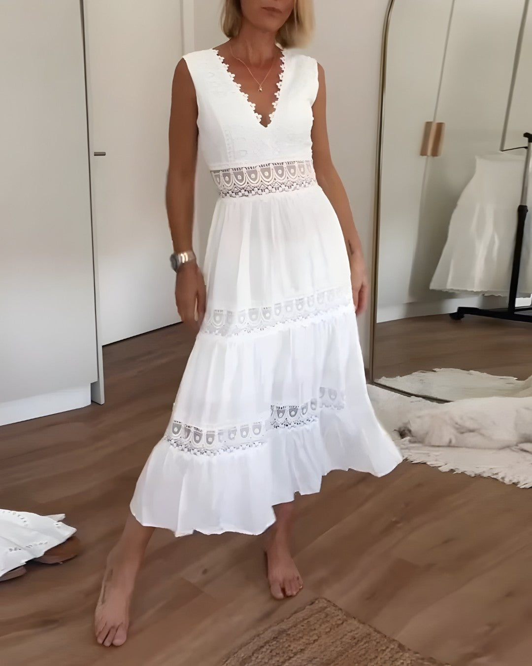 Misty | Robe Midi Chic Femme Sans Manches Élégante