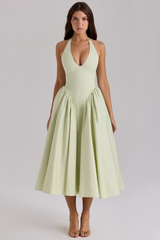 Robe Midi Femme Chic Élégante Halter 0