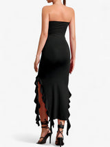 Driana | Robe Midi Femme Chic Noire Sans Manches
