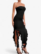 Driana | Robe Midi Femme Chic Noire Sans Manches