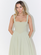 Robe Midi Femme Élégante Encolure Carrée 1