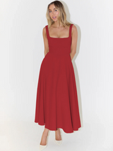 Robe Midi Femme Élégante Encolure Carrée 10
