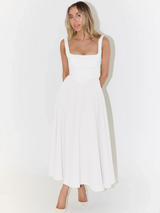 Robe Midi Femme Élégante Encolure Carrée 11