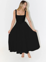 Robe Midi Femme Élégante Encolure Carrée 3