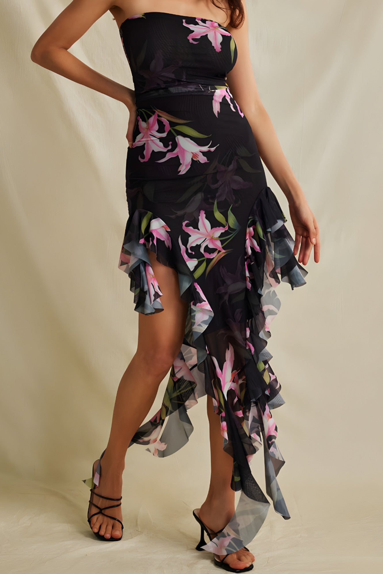 Zilla | Robe Midi Femme Élégante Imprimé Floral