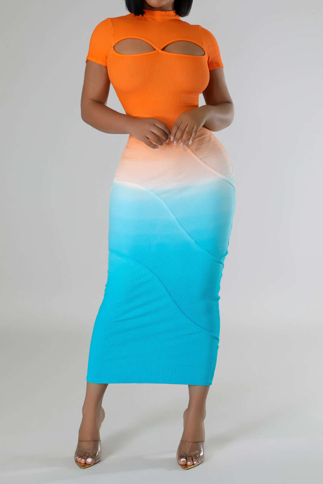 Robe Midi Femme Élégante à Manches Courtes 0