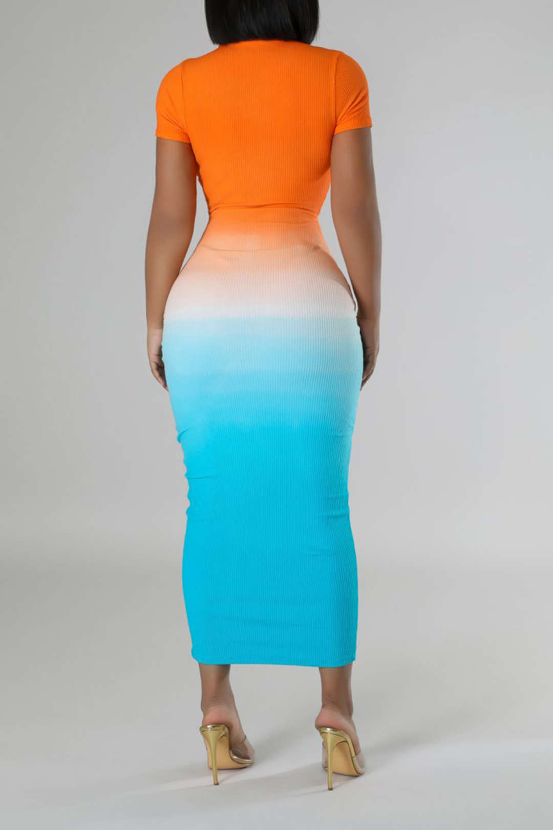 Robe Midi Femme Élégante à Manches Courtes 2