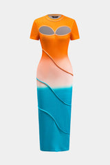 Robe Midi Femme Élégante à Manches Courtes 3