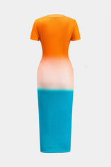 Robe Midi Femme Élégante à Manches Courtes 4