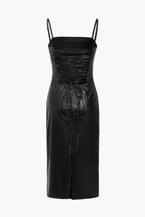 Robe Midi Femme Élégante en Simili Cuir 2