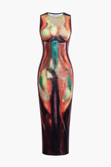 Robe Midi Femme Imprimé Abstrait Confortable 0