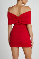 dresses : Rosaphine | Robe Mini Rouge Épaules Dégagées Femme in van Seroa