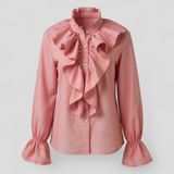Céleste – Blouse Élégante à Volants avec Manches Statement