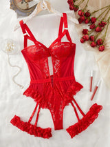 other : Virginia | Lingerie Sexy Femme en Dentelle avec Soutien-Gorge in Rouge van Seroa
