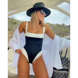 swimwear : Elena - Chic Maillot de Bain Bicolore avec Encolure Carrée et Coupe Échancrée in van Seroa