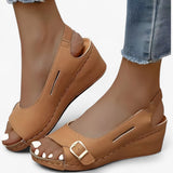 Bequeme flache Keilsandalen für Damen aus schwarzem Leder – ideal für den Sommer