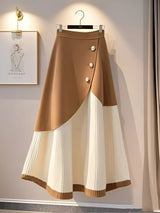 skirts : Ruth | Jupe Longue Femme en Tricot Kaki Élégante in van Seroa