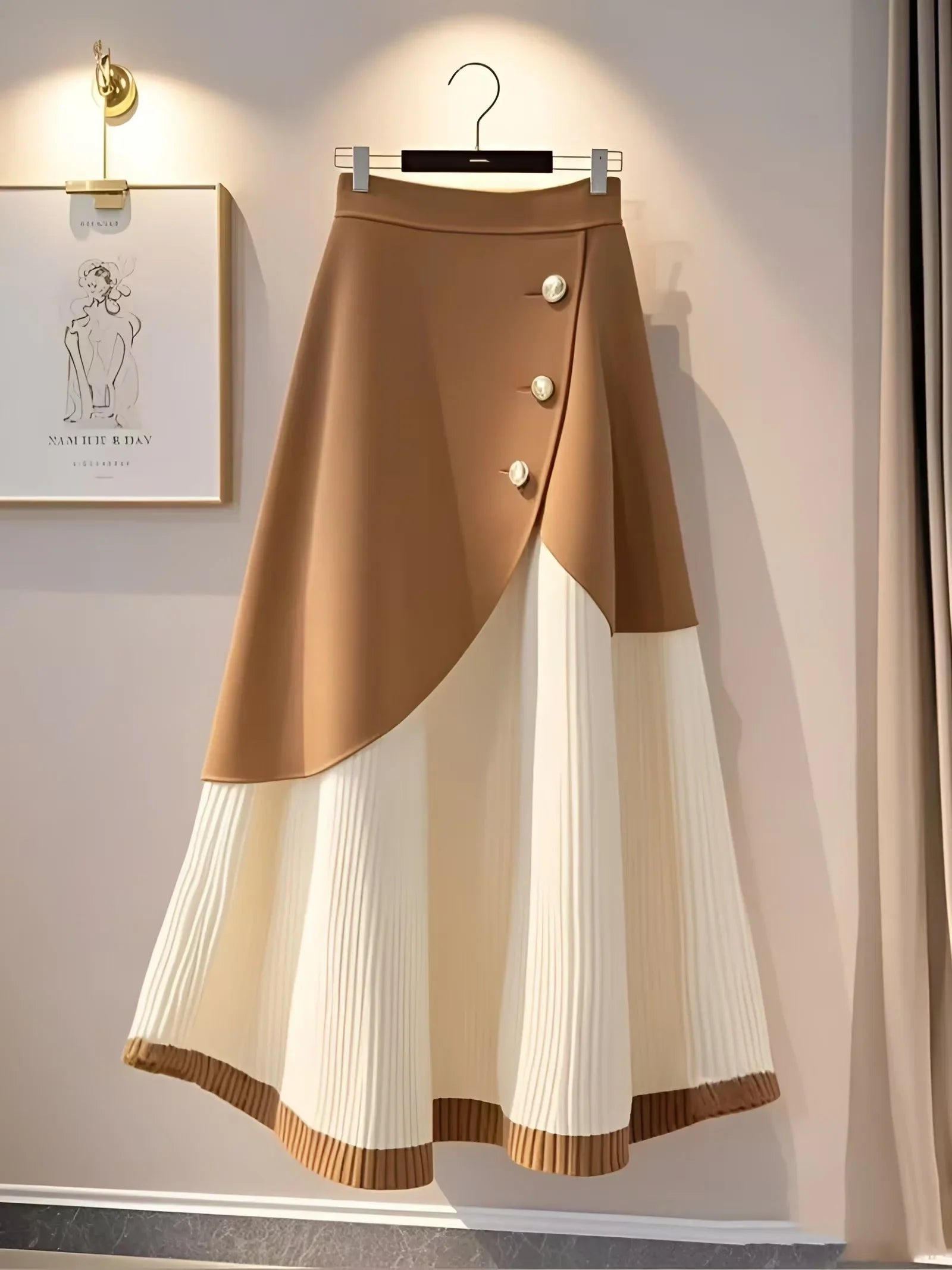 skirts : Ruth | Jupe Longue Femme en Tricot Kaki Élégante in van Seroa