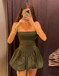 Robe Mini Sans Manches avec Bretelles Fines Femme