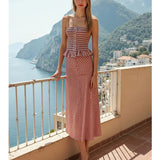skirts : Emsie | Ensemble Femme 2 Pièces - Crop Top Ruché et Jupe Midi à Carreaux in van Seroa