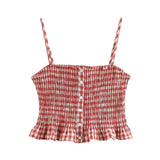 skirts : Emsie | Ensemble Femme 2 Pièces - Crop Top Ruché et Jupe Midi à Carreaux in Haut van Seroa