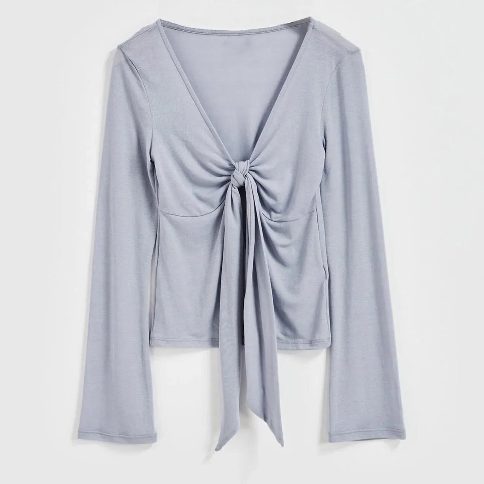 top blouses : Isabelle - Haut Court Tendance avec Manches Longues et Détail à Nouer in van Seroa
