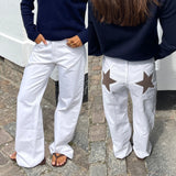 skirts : Jean Taille Basse avec Imprimé Étoiles in Blanc van Seroa