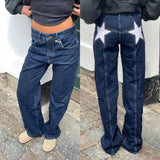 skirts : Jean Taille Basse avec Imprimé Étoiles in Bleu foncé van Seroa