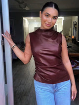 top blouses : Débardeur vintage sans manches à la coupe ajustée in van Seroa