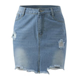 skirts : Daisy | Jupe Denim Détressée Femme Taille Haute in van Seroa